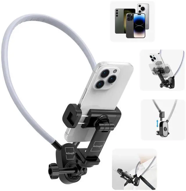 Main image of Neck Phone Holder- POV/Vlog Hands Free!- Neck Mount for Phones with Phone Clip,Compatible with iPhone Samsung Google Pixel and All Phones(No Magnetic Version)