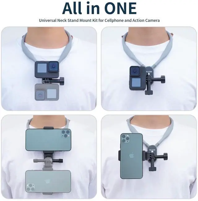 Alt view image 5 of 6 - Magnetic Neck Mount Kit with Phone Clip Vertical Adapter, POV Selfie Necklace Holder Lanyard Strap Accessories for GoPro 13 12 11 10 9 8 Insta360 X5 Go3 Ace Pro DJI Action 3 4 Osmo Pocket