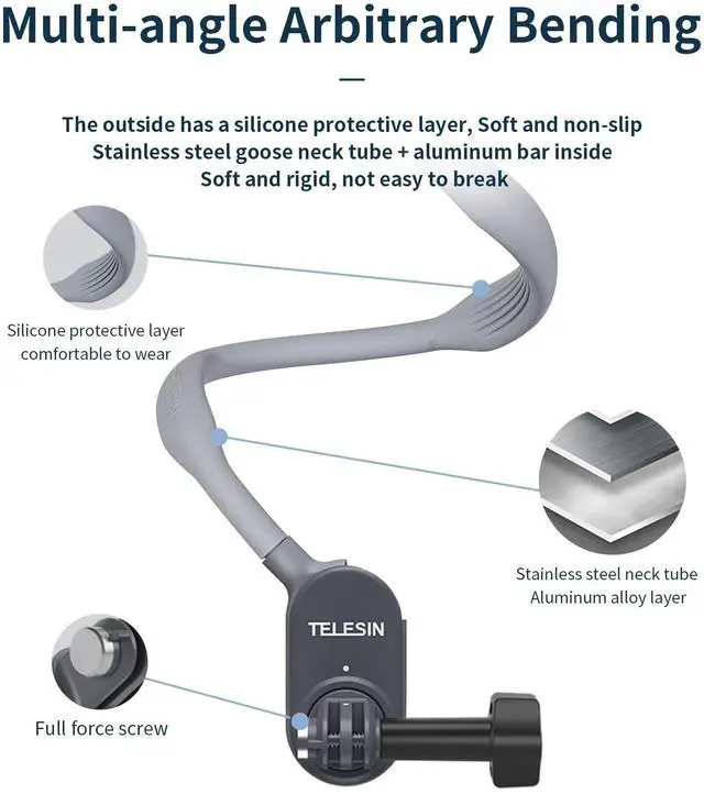 Alt view image 4 of 6 - Plus Magnetic Neck Mount with Phone Holder, Necklace Lanyard Strap Chest Head POV for GoPro 12 11 10 9 8 Insta360 X3 X4 Ace Pro Go3 DJI Action 3 4 Osmo Pocket 3 Bike Motorcycle Accessories