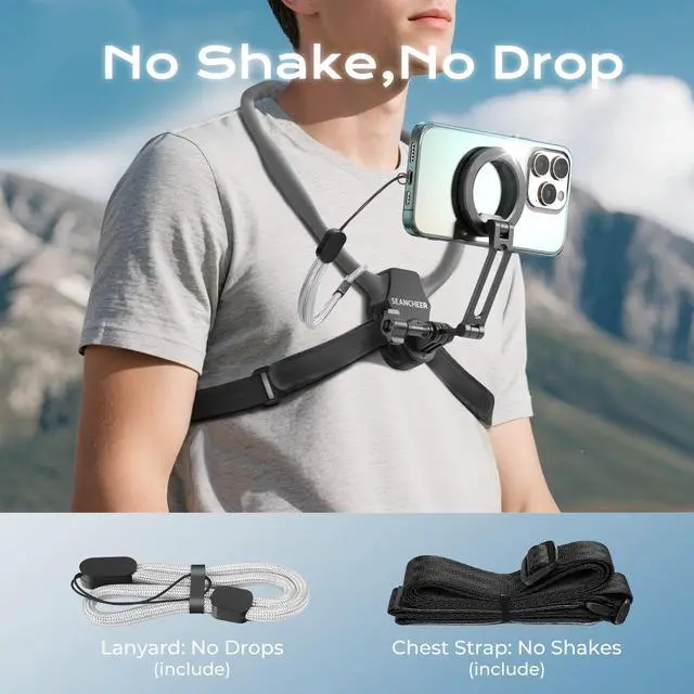 Alt view image 6 of 7 - Magnetic Neck Mount for Phones,700mm Extended POV Phone Holder for Recording,Hands-Free Neck Holder for iPhone 1712 Series,Natural Shooting Angle & Comfortable ViewingGray2