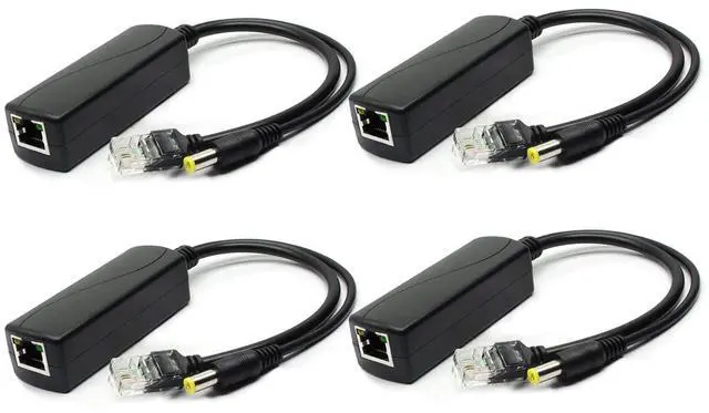 Main image of 4-Pack Active 48V to 12V PoE Splitter Adapter, IEEE 802.3af Compliant, 10/100Mbps, for IP Camera AP Voip Phone and More