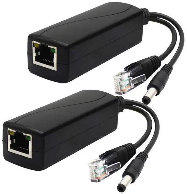 Main image of 2-Pack Active 12V PoE Splitter Adapter, Plug 5.5mm x 2.5mm, IEEE 802.3af Compliant 10/100Mbps, for IP Camera AP Voip Phone and More