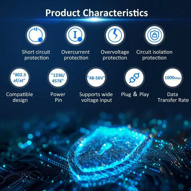 Alt view image 5 of 7 - 2-Pack Gigabit PoE Splitter 12V 2A Output with IEEE 802.3af/at Standard Compliant, Power Over Ethernet Splitter Adapte for Security Camera, AP, Voip, 5.5x2.1mm DC Plug