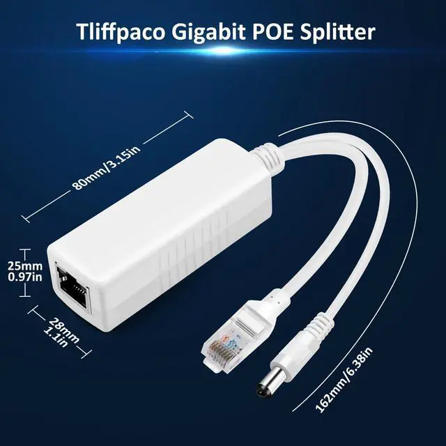Alt view image 7 of 7 - 2-Pack Gigabit PoE Splitter 12V 2A Output with IEEE 802.3af/at Standard Compliant, Power Over Ethernet Splitter Adapte for Security Camera, AP, Voip, 5.5x2.1mm DC Plug