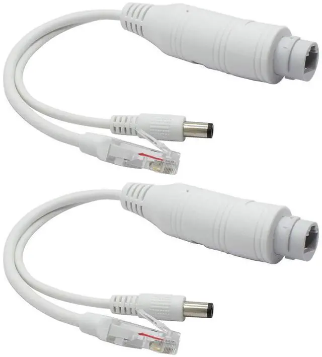 Main image of 2-Pack Active 48V to 12V Waterproof PoE Splitter Adapter, IEEE 802.3af Compliant 10/100Mbps, for IP Camera AP Voip Phone and More, White
