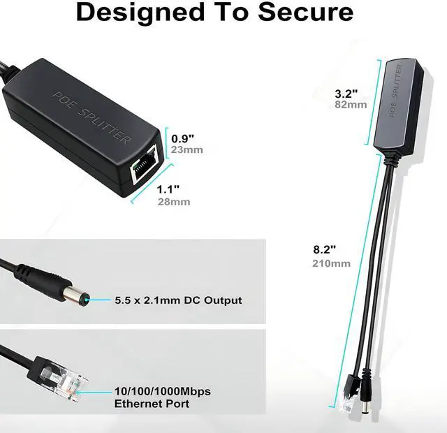 Alt view image 4 of 6 - 4-Pack PoE Splitter 12V 1.2A, Active PoE to 2.1mm DC - IEEE 802.3af/at Compliant, Up to 328ft Power Over Ethernet, Crafted with Premium USA Chipset & Opto-Isolator: for Non-PoE IP Cameras(13.5W)