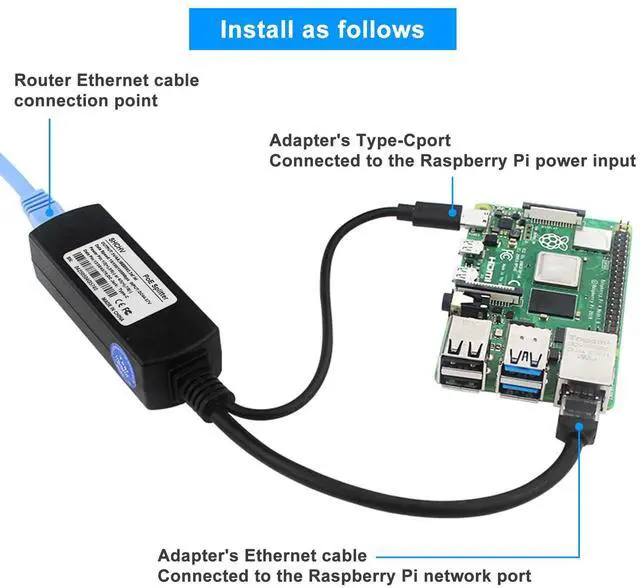 Alt view image 7 of 7 - 1pcs 5V 4A Gigabit Poe Splitter Type-C Power Over Ethernet Adapter,EEE 802.3af/at Compliant 10/100/1000mbps for Raspberry Pi 5,for Raspberry Pi 4,Power Supply Exchanger,IP Camera, Tablets, Dropcam etc