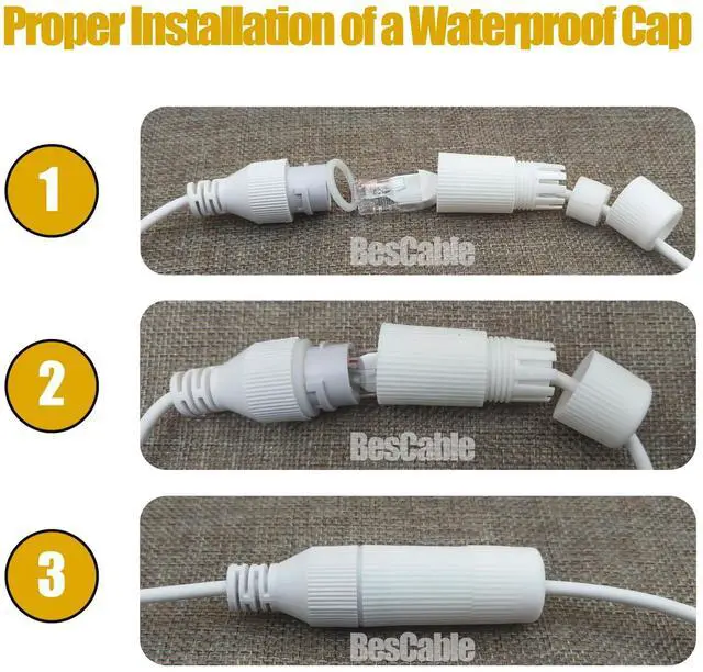 Alt view image 3 of 6 - Ethernet PoE Splitter Combiner Adapter: BesCable Outdoor Waterproof Power Over Ethernet RJ45 Converter Kit for IP Camera, Run 2 Cameras on 1 Network Cable - 2 Sets
