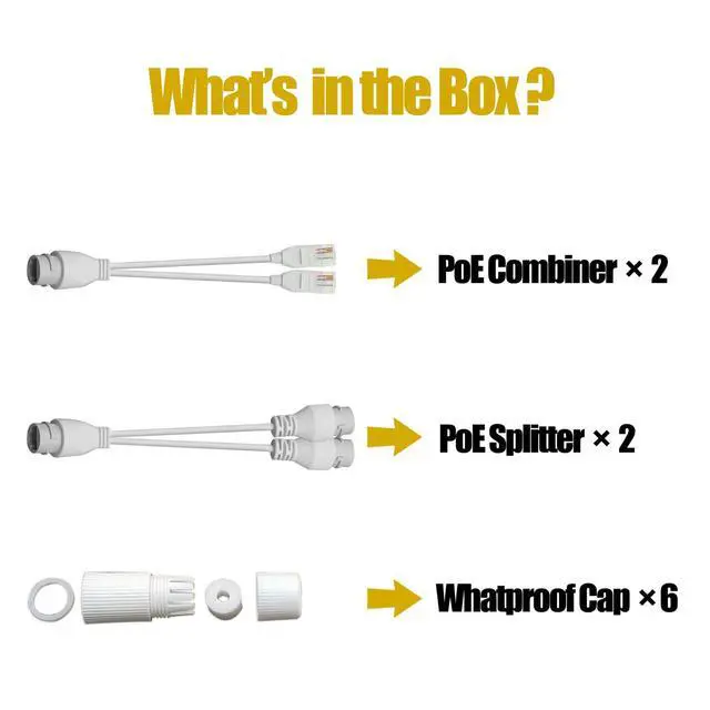 Alt view image 6 of 6 - Ethernet PoE Splitter Combiner Adapter: BesCable Outdoor Waterproof Power Over Ethernet RJ45 Converter Kit for IP Camera, Run 2 Cameras on 1 Network Cable - 2 Sets