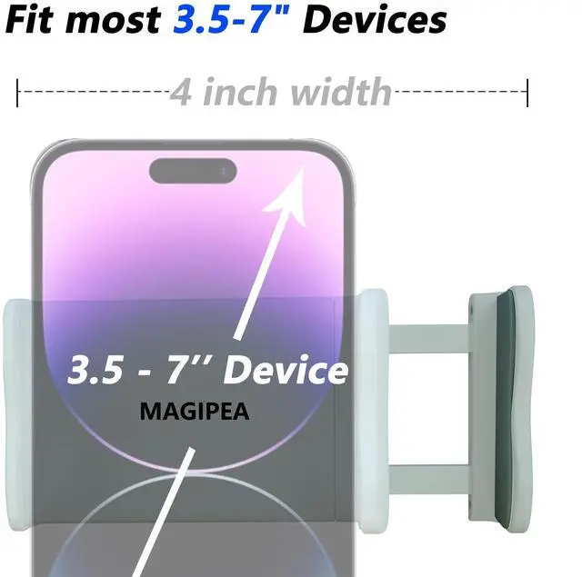 Alt view image 4 of 7 - Cell Phone Clip Bed Stand Holder, with Grip Flexible Long Arm Gooseneck Bracket Mount Clamp for Desk, Compatible with iPhone 14 Pro Max XR X 8 7 6 or Other 3.5-7" Devices (White)