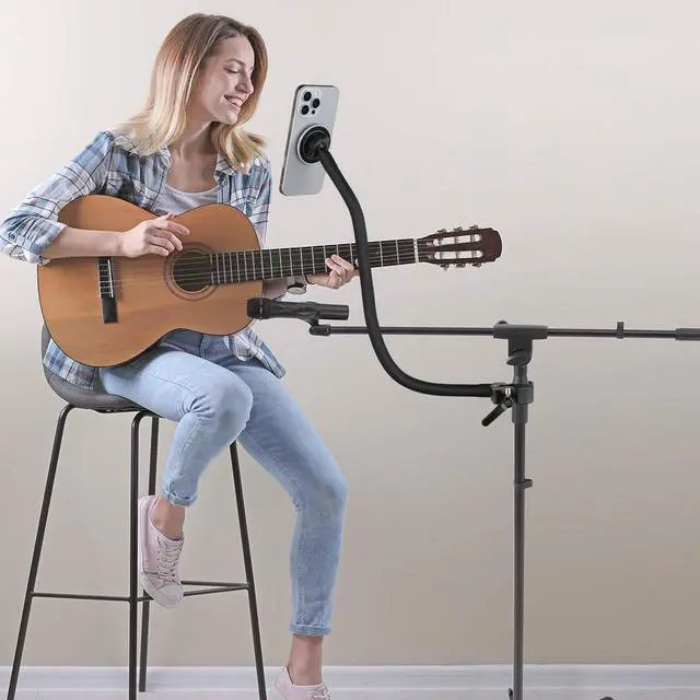 Alt view image 3 of 6 - Magnetic Gooseneck Phone Holder for Treadmill/Spin Bike/Mic Stand/Music Stand,19.7" Long Gooseneck Arm Super Crab Clamp iPhone Mount,Compatible with iPhone 12/13/14/15/16/17 Android Cellphone