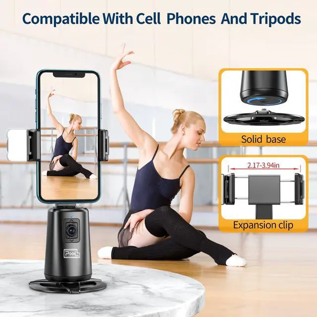 Alt view image 3 of 6 - Auto Face Tracking Tripod 360° Rotating Auto Tracking Phone Stand for iPhone, No App,Rechargeable Smart Shooting Stand for Live Video Recording