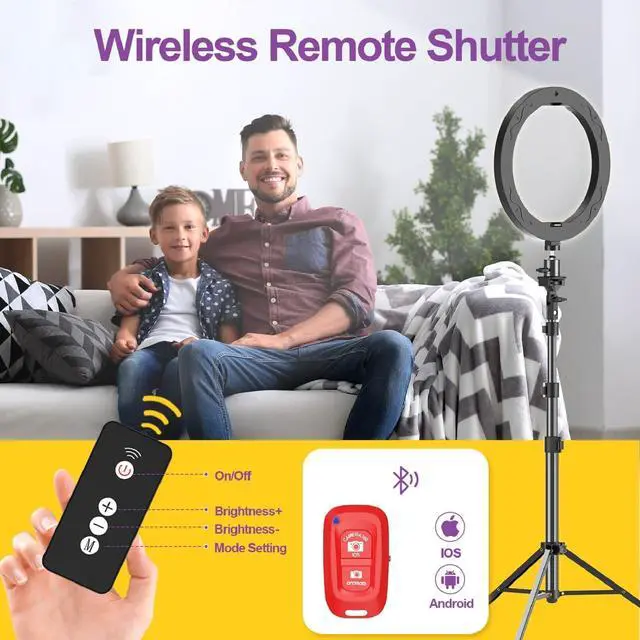 Alt view image 5 of 6 - 10" Ring Light with 55" Extendable Tripod Stands and Phone Holder, Dimmable LED Circle Round Light for Selfie Camera Photography/Makeup/YouTube Video/Vlogging/Live Streaming