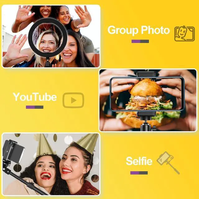 Alt view image 6 of 6 - 10" Ring Light with 55" Extendable Tripod Stands and Phone Holder, Dimmable LED Circle Round Light for Selfie Camera Photography/Makeup/YouTube Video/Vlogging/Live Streaming