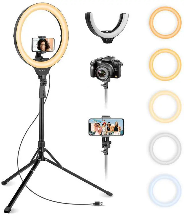 Main image of 14'' Selfie Ring Light with 62'' Tripod Stand and Phone Holder, Dimmable LED Phone Ringlight for Makeup/Video Recording/Photography, Circle Lighting for All Cell Phones&Lightweight Cameras