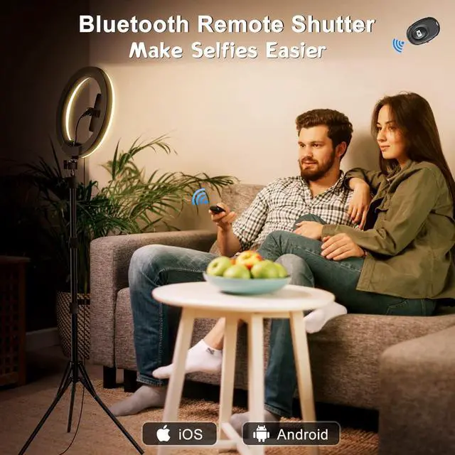 Alt view image 4 of 6 - 10.3" Selfie Ring Light with Stand and Phone Holder, Desk Tripod, 29 RGB Lighting Modes, Remote for iPhone &Android Camera. LED Halo Light for Photo, Video Recording, TikTok. Circle Ringlight Dimmable