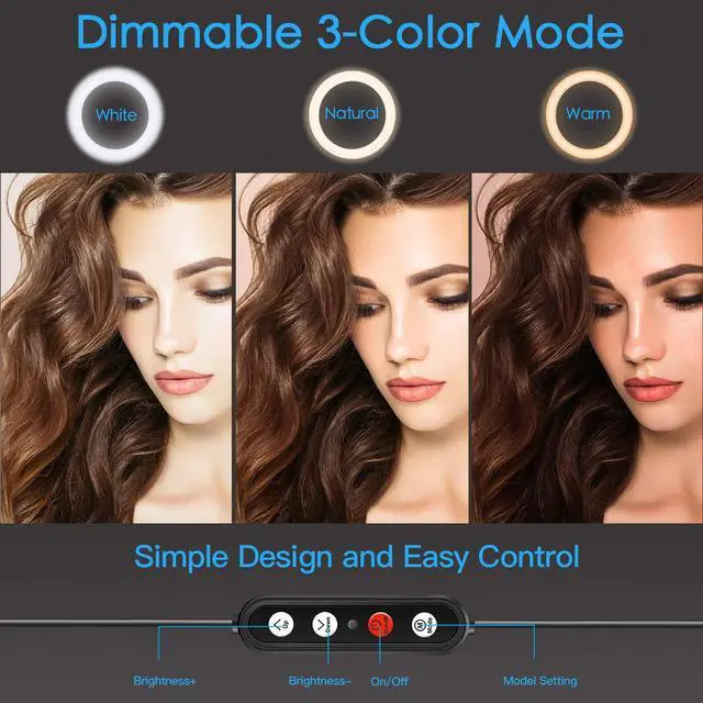 Alt view image 7 of 7 - 10.2" Selfie Ring Light with 65" Adjustable Tripod Stand & Phone Holder for Live Stream/Makeup, Upgraded Dimmable LED Ringlight for Tiktok/YouTube/Zoom Meeting/Photography