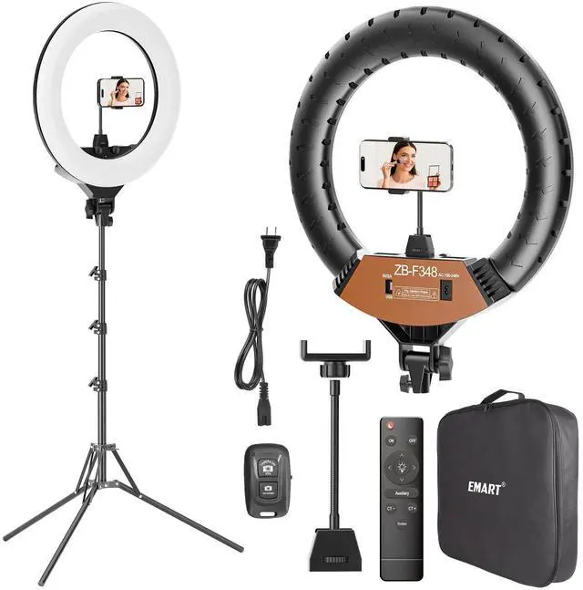 Main image of 18-inch Ring Light with Stand, 2800-6500K LED Photography Lighting Kit with Phone Holder, Remote Selfie Light for Vlog Live Streaming Video Makeup Tattoo Barber Studio