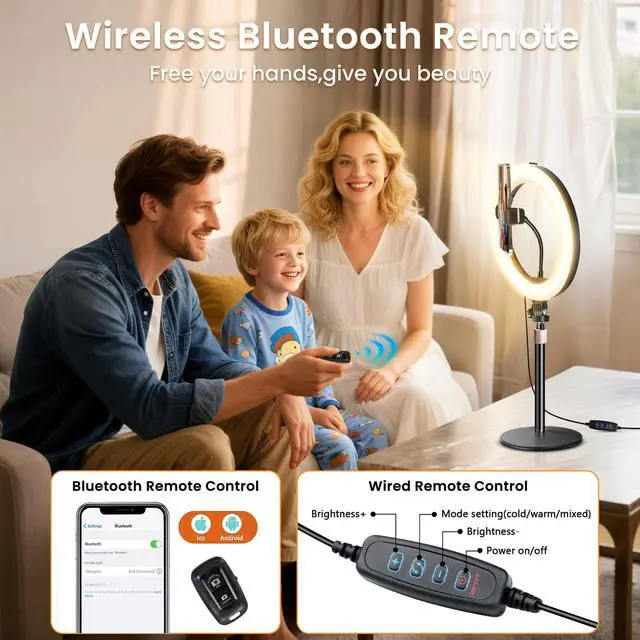 Alt view image 7 of 7 - 10 Desk Ring Light with Stand, Desktop LED Circle Halo Light with Phone Holder for Computer Zoom Meeting, Laptop Light for Conference Video Calls, Live Streaming, Podcast, Selfie, Makeup