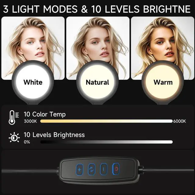 Alt view image 2 of 7 - Ring Light Tripod for iPhone, 10" Selfie Ring Light with Tripod Stand and Phone Holder, Professional LED Circle Lighting for Video Recording, Conferencing, Makeup, Streaming, Tiktok, YouTube, Black