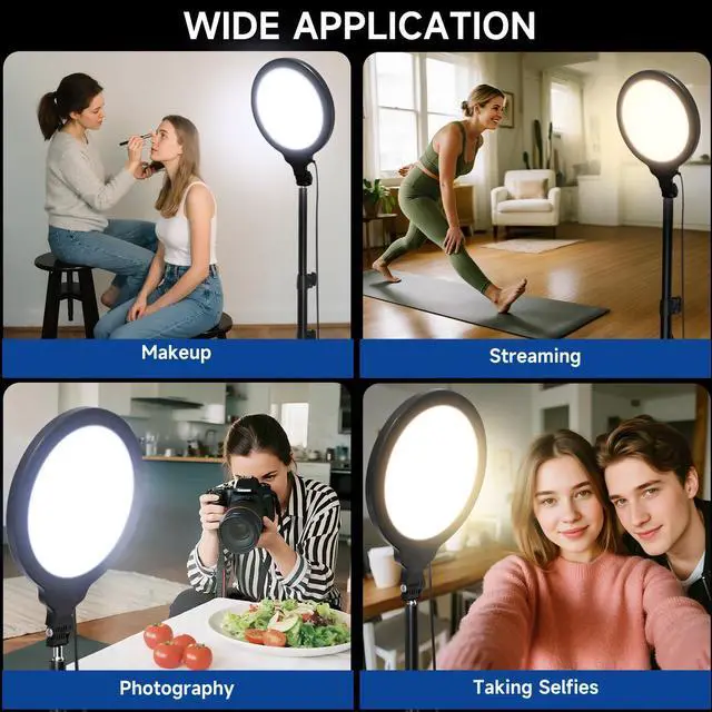 Alt view image 7 of 7 - Ring Light Tripod for iPhone, 10" Selfie Ring Light with Tripod Stand and Phone Holder, Professional LED Circle Lighting for Video Recording, Conferencing, Makeup, Streaming, Tiktok, YouTube, Black