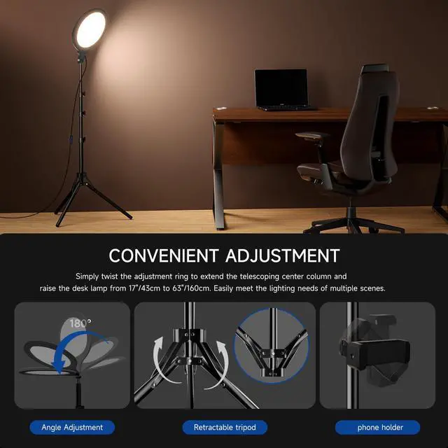 Alt view image 5 of 7 - Ring Light Tripod for iPhone, 10" Selfie Ring Light with Tripod Stand and Phone Holder, Professional LED Circle Lighting for Video Recording, Conferencing, Makeup, Streaming, Tiktok, YouTube, Black