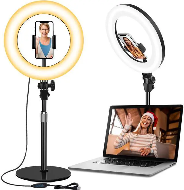 Main image of Desk Ring Light with Stand - 10.5'' Desktop Ring Light with Phone Holder for Video Recording, Circle Light for Computer Zoom Meeting Video Conference Lighting Video Calls Podcast Streaming