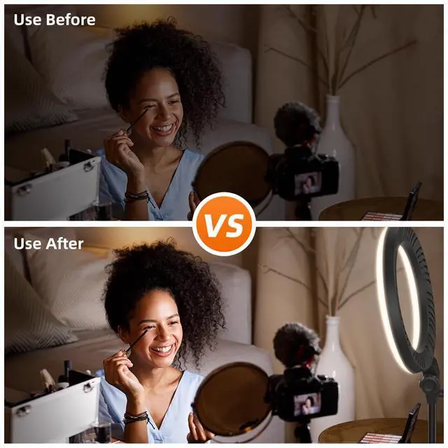 Alt view image 7 of 7 - 10'' Desk Ring Light with Stand  Zoom Lighting with Phone Holder for ComputerVideo CallsConference  CRI95 LED Adjustable Circle Light, 10'' Large Lamp Head, Content Creator Friendly