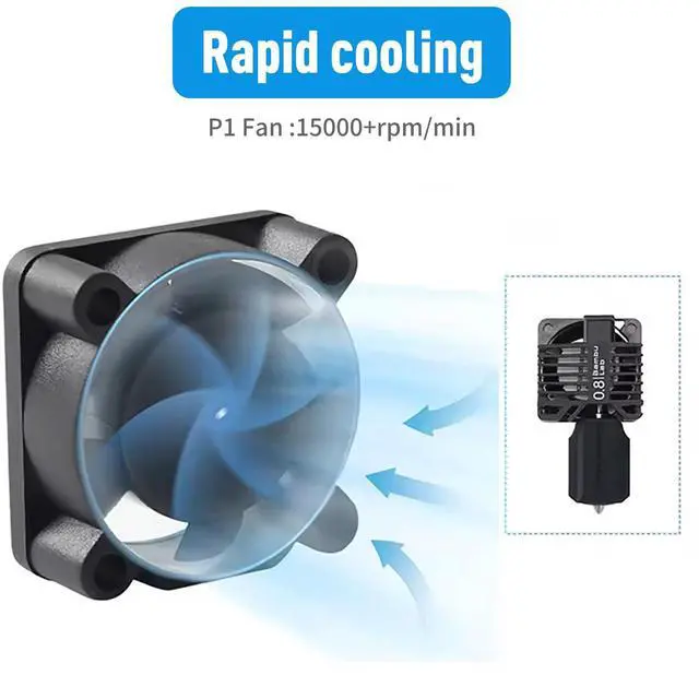 Alt view image 5 of 7 - 2510 axial Flow Fan Kit for Bambu Lab P1P/P1S, 25x25x10mm/ 18000r/min 5V Fans for Lab P1P/P1S 3D Printer hotend Ceramic Heater (P1P/P1S)