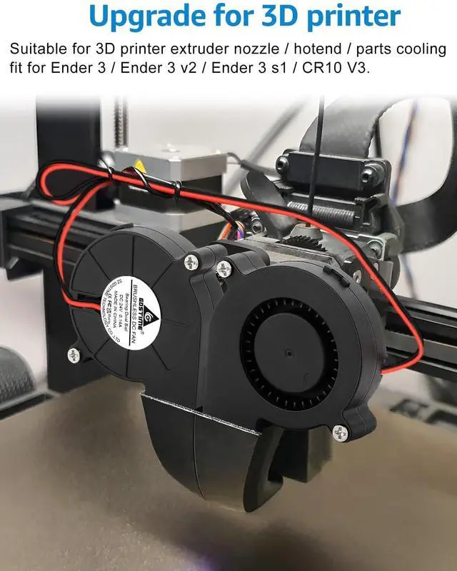 Alt view image 2 of 7 - 50mm x 15mm Blower Fan 24V High Speed, 5015 Part Cooling 24 Volt Fans Dual Ball Bearing Brushless DC Turbo 2-Pin 8500 RPM for 3D Printer, 2-Pack