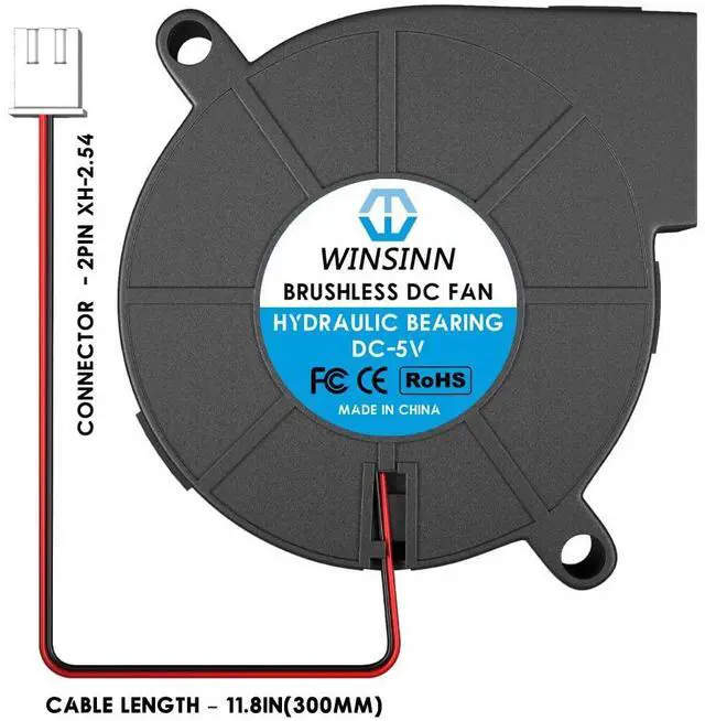 Alt view image 3 of 6 - 50mm 5015 Blower Fan 5V, 3D Printer 5 Volt Fans Blower Turbine Turbo Hydraulic Bearing, Brushless Cooling 50mmx15mm 2PIN (Pack of 4Pcs)
