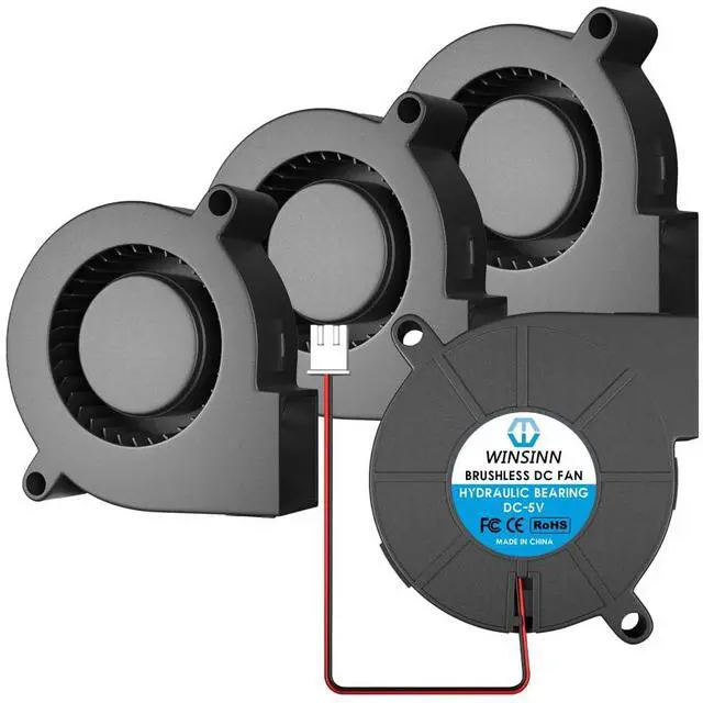 Main image of 50mm 5015 Blower Fan 5V, 3D Printer 5 Volt Fans Blower Turbine Turbo Hydraulic Bearing, Brushless Cooling 50mmx15mm 2PIN (Pack of 4Pcs)