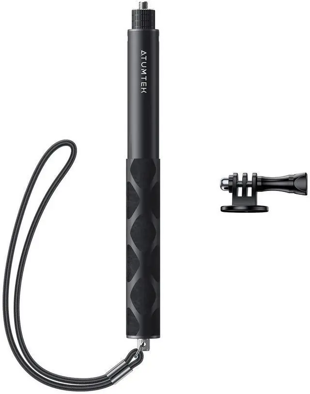 Main image of 45" Invisible Selfie Stick, 1/4" Extended Monopod Pole, Solid and Compact Design for Insta360, for GoPro, DJI, Action Camera (Buckle Mount for GoPro and Wrist Strap Included)