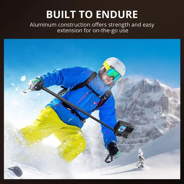 Alt view image 2 of 7 - 45" Invisible Selfie Stick, 1/4" Extended Monopod Pole, Solid and Compact Design for Insta360, for GoPro, DJI, Action Camera (Buckle Mount for GoPro and Wrist Strap Included)