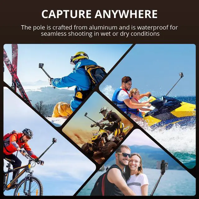 Alt view image 7 of 7 - 45" Invisible Selfie Stick, 1/4" Extended Monopod Pole, Solid and Compact Design for Insta360, for GoPro, DJI, Action Camera (Buckle Mount for GoPro and Wrist Strap Included)