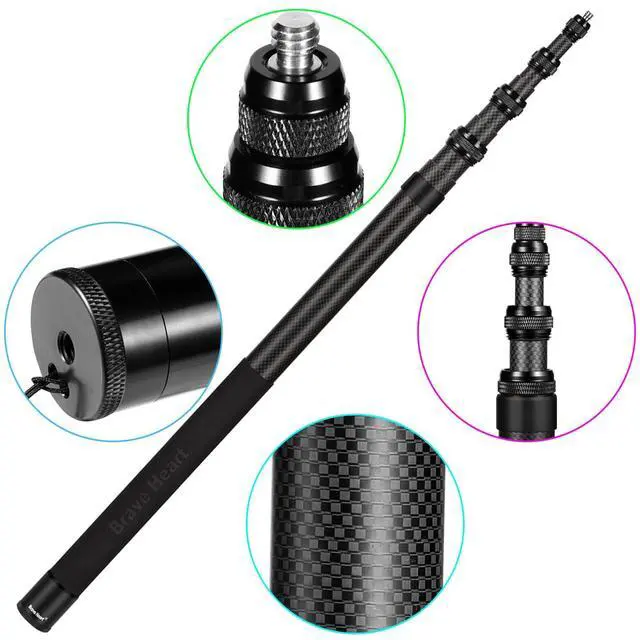 Alt view image 4 of 6 - 3m Selfie Stick 110in/9.8ft Long Invisible Carbon Fiber Selfie Stick Lightweight Extra Long Extension Pole for Insta360 ONE X5 X4 X 3 ONE X2 ONE R ONE RS X3 R X Action Camera (Black)