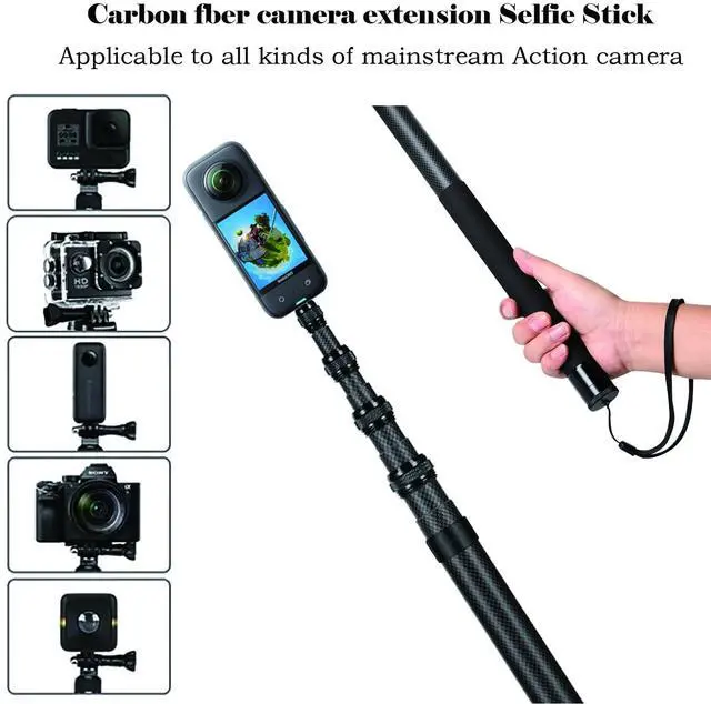 Alt view image 5 of 6 - 3m Selfie Stick 110in/9.8ft Long Invisible Carbon Fiber Selfie Stick Lightweight Extra Long Extension Pole for Insta360 ONE X5 X4 X 3 ONE X2 ONE R ONE RS X3 R X Action Camera (Black)