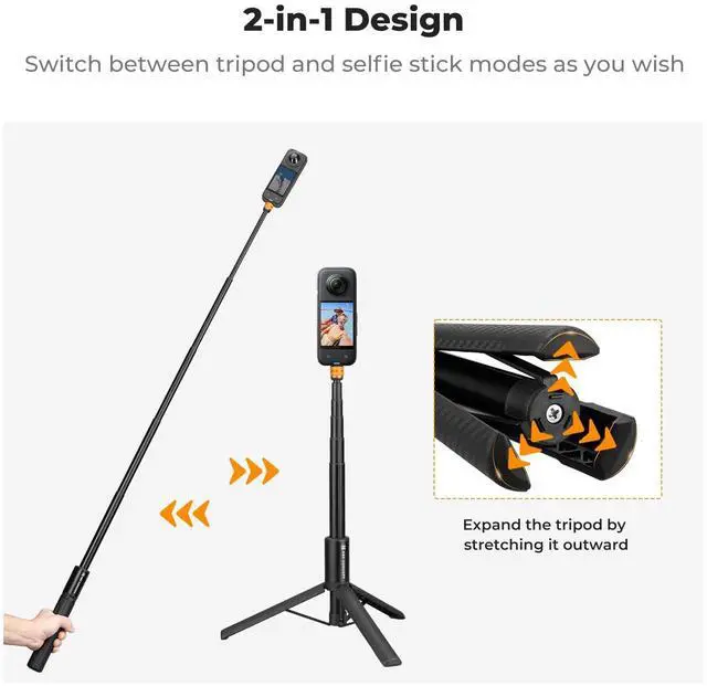 Alt view image 2 of 6 - Invisible Selfie Stick, Extension Long Pole120cm/47.2in Compatible with Insta360 X5/X4/X3 GoPro Hero 13/12/11 DJI OSMO 360 Pocket 3, 1/4" Extended Monopod with GoPro Adapter.