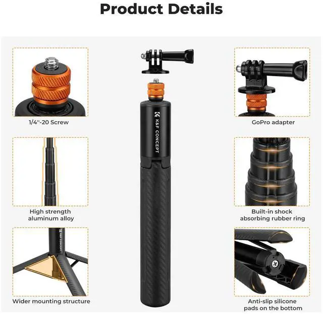 Alt view image 6 of 6 - Invisible Selfie Stick, Extension Long Pole120cm/47.2in Compatible with Insta360 X5/X4/X3 GoPro Hero 13/12/11 DJI OSMO 360 Pocket 3, 1/4" Extended Monopod with GoPro Adapter.