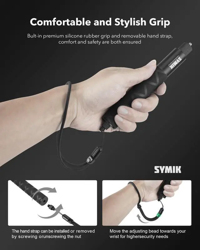 Alt view image 5 of 7 - Invisible Selfie Stick for Insta360 (70 cm/27.6 in), Aluminum Alloy Extension Stick Portable Extendable Monopod Pole with 1/4'' Screw and Wrist Strap for Insta 360 X5 X4 Air X3 ONE X2 Osmo 360