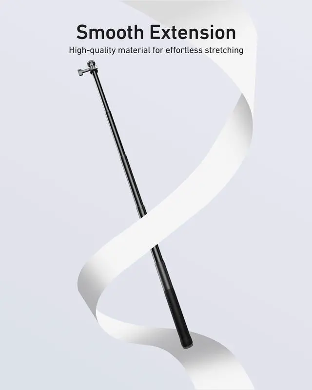 Alt view image 2 of 7 - 60" Selfie Stick for GoPro, Portable Extended Vlog Invisible Pole for GoPro Hero 13 12 11 DJI Action 6 5 4 DJI Osmo Nano/360 Insta360 X5 X4 Handheld Monopod for Travel, Action Camera Accessory