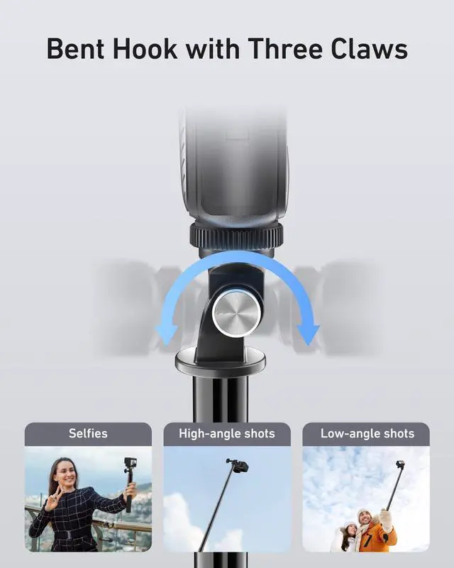 Alt view image 6 of 7 - 60" Selfie Stick for GoPro, Portable Extended Vlog Invisible Pole for GoPro Hero 13 12 11 DJI Action 6 5 4 DJI Osmo Nano/360 Insta360 X5 X4 Handheld Monopod for Travel, Action Camera Accessory