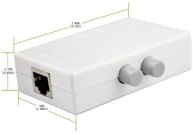 Alt view image 2 of 7 - Mini 2-Port RJ45 Network Key-Press Switch Splitter Selector Box 100M 2-in 1-Out or 1-in 2-Out