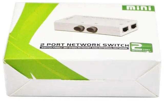 Alt view image 7 of 7 - Mini 2-Port RJ45 Network Key-Press Switch Splitter Selector Box 100M 2-in 1-Out or 1-in 2-Out