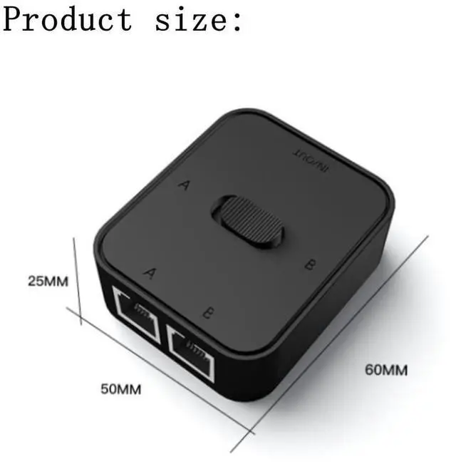 Alt view image 6 of 6 - 2 Port Category 6 Ethernet Cable RJ45 Network switcher 2 in 1 Out 1 in 2 Out bidirectional Mutual Transfer Manual selector Switch Box Gigabit Compatible Computer Host Router 1 Host at a time