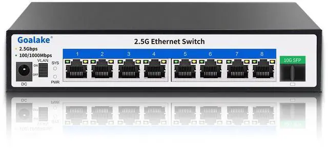 Main image of 8 Ports Ethernet Switch, 8X 2.5G RJ45 Ports and 1X 10G SFP Ports, 60Gbps Switching Capacity, Ideal for 2.5G NAS, 4K Video, Gaming PC, 2.5G Server, 2.5G WiFi AP,2.5G PCIe Adapter 2.5G Gigabit