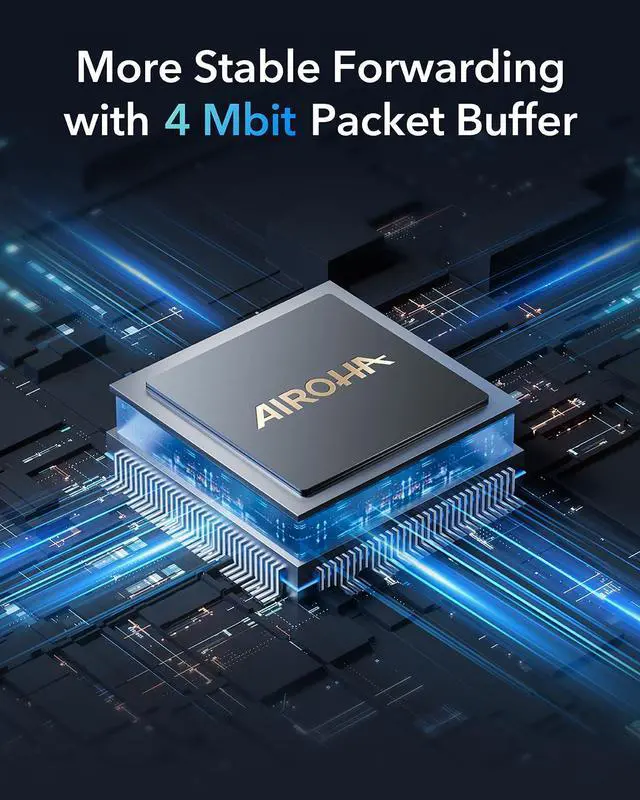 Alt view image 3 of 7 - 5-Port Multi-Gigabit Ethernet Switch, Full 2.5Gbps Ports, Loop Detection, 802.3az Energy Saving, Desktop or Wall Mount, Fanless Design, HS105