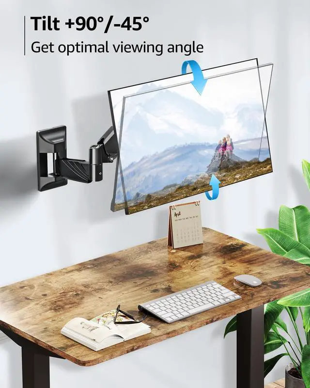 Alt view image 4 of 7 - Monitor Wall Mount for 17-32 Inch Computer Screen, Wall Mounted Arm Support 4.4-17.6lbs Display, Gas Spring Monitor Arm, VESA Bracket for VESA 75x75mm and 100x100mm, Black