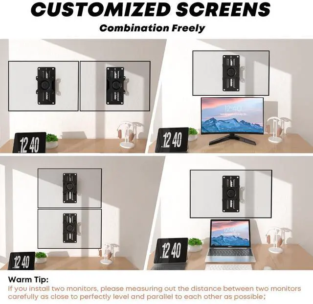 Alt view image 6 of 7 - Premium Height Adjustable Monitor Wall Mount up to 35 inch Ultrawide Screen, Low Profile VESA Wall Mount Monitor Holds up to 22 lbs, Full Motion Computer Monitor Mount, VESA 75/100, Black