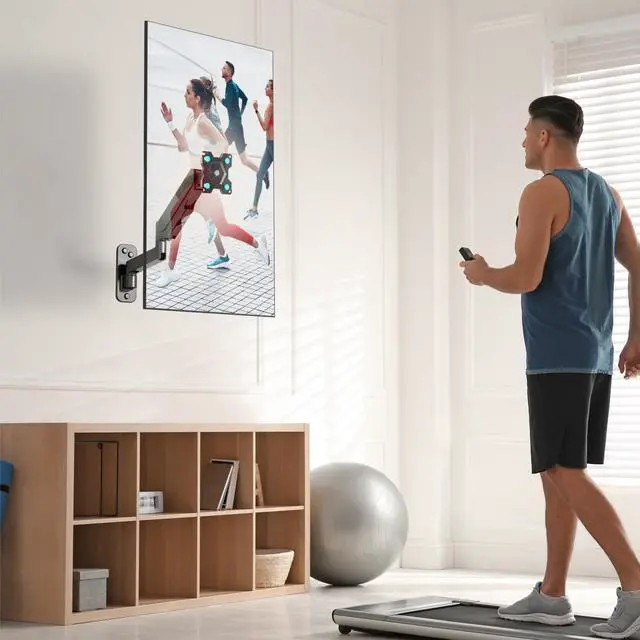 Alt view image 2 of 7 - Single Monitor Wall Mount for 13-34 Inch Screen up to 17.6 lbs, Height Adjustable, Full Motion Computer Screen Wall Mount, VESA 75x75 & 100x100, Gas Spring Monitor Arm Wall Black